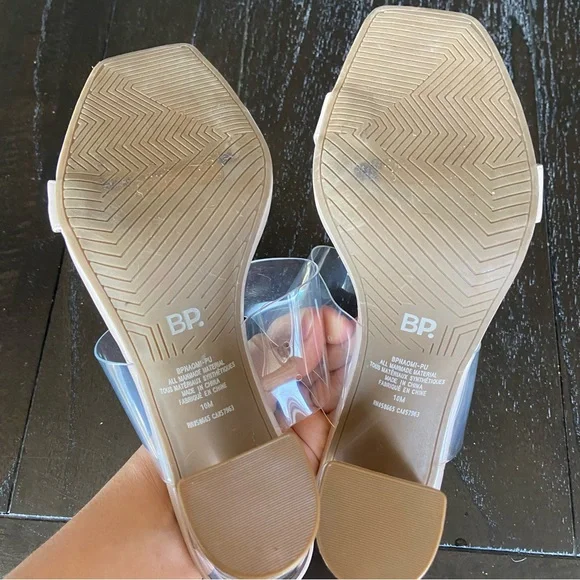 BP Naomi Clear Translucent Nude Block Heel Sandals Heels Party Size 10M - Picture 9 of 11